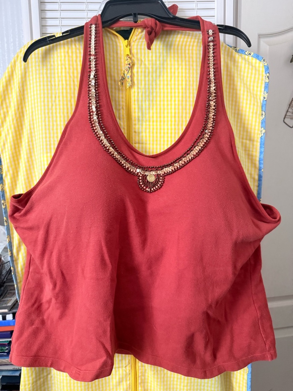 Embellished Rust Halter Top
